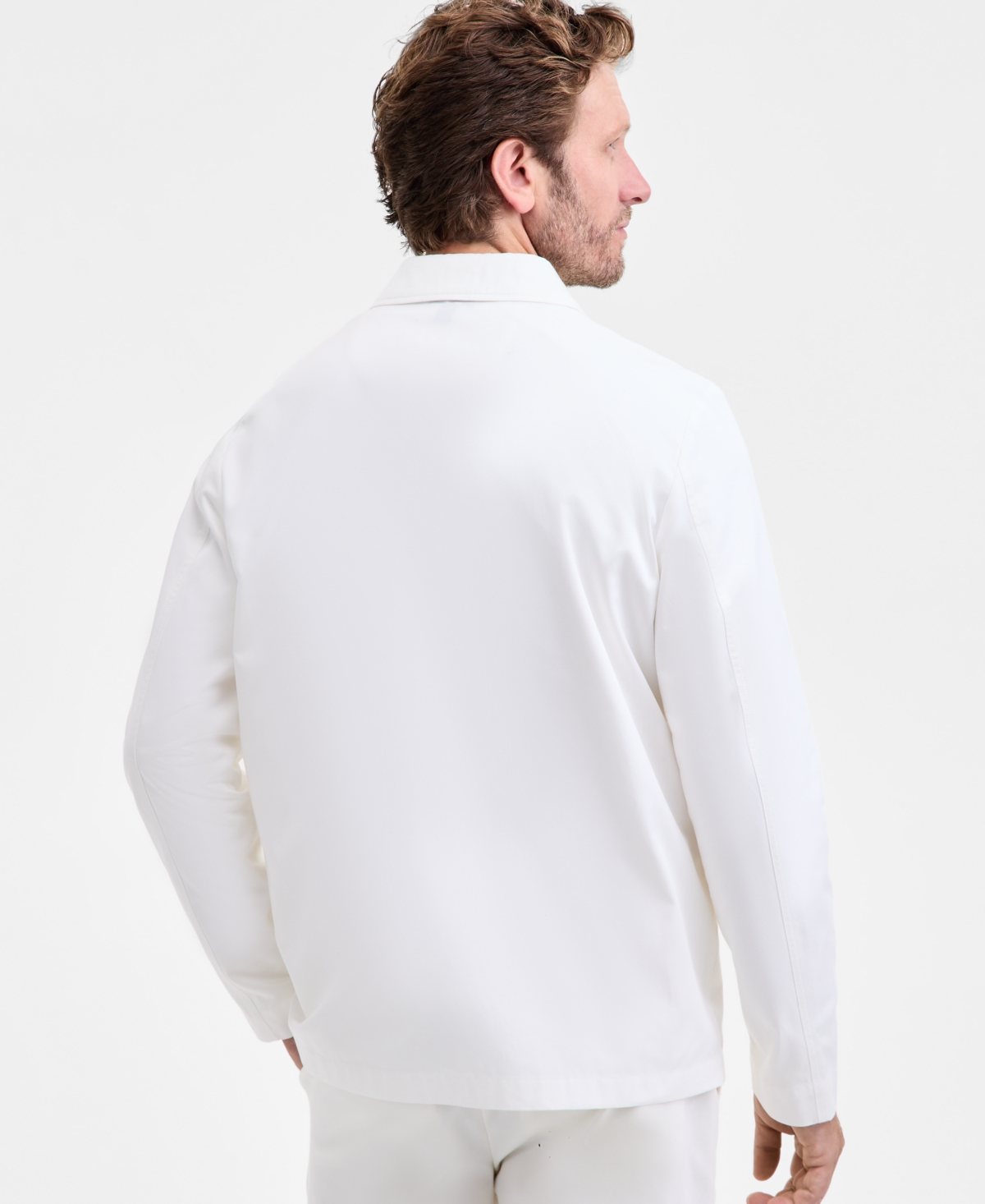 Club Room Men's Long Sleeve Button-front Chore Jacket, Macy's Exclusive In White