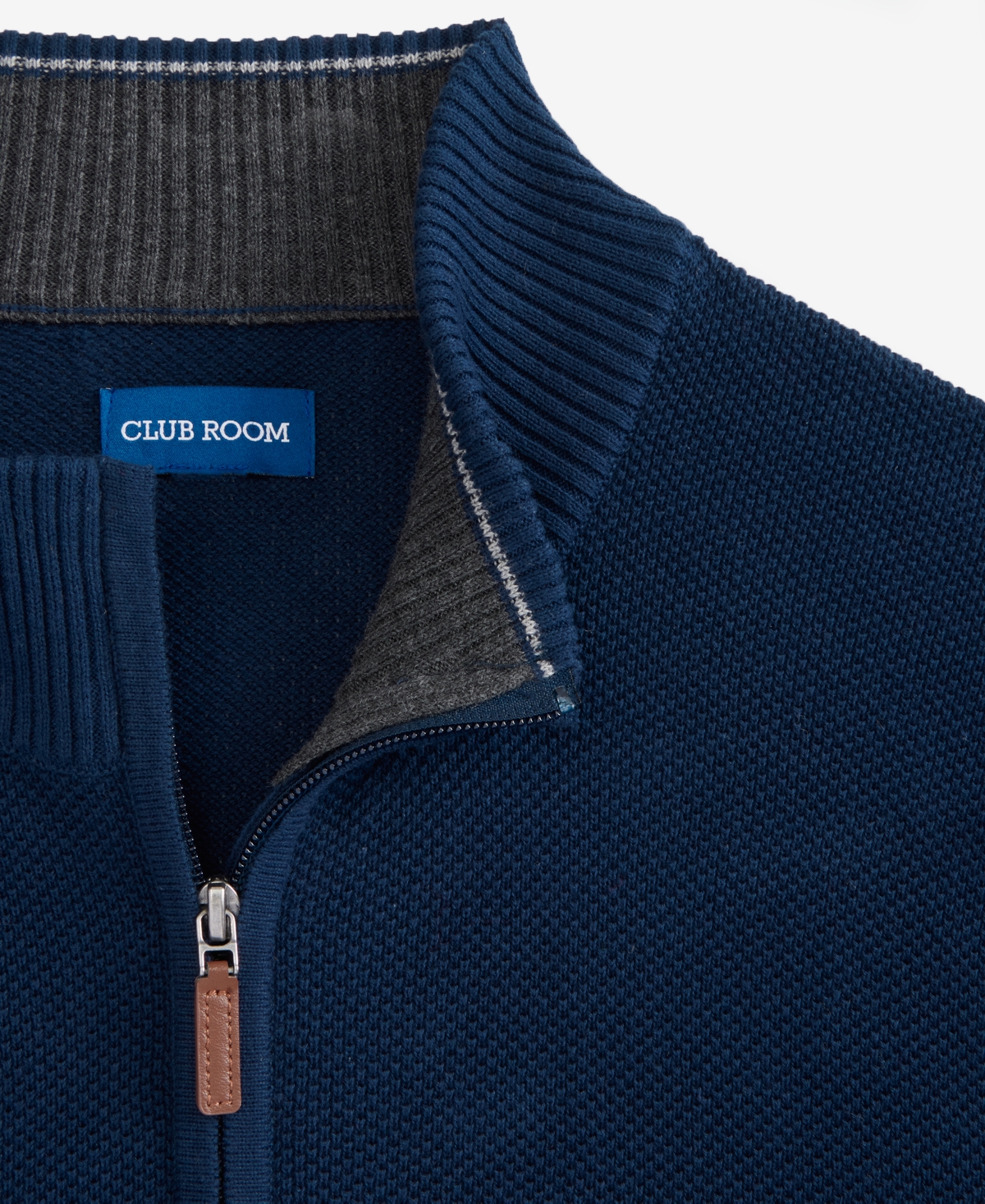 Club Room Men's Quarter-zip Textured Cotton Sweater, Created For Macy's In Blue
