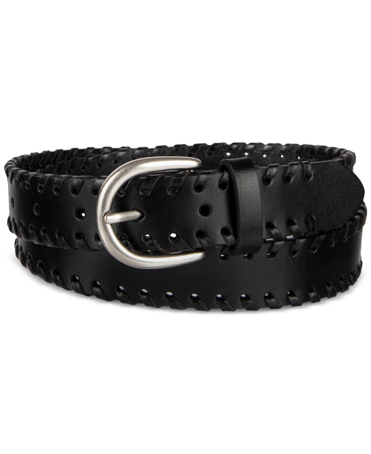 Levi's Laced-edge Casual Leather Belt In Black