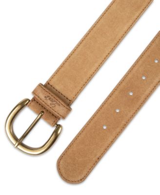 Women's Leather and Suede Stitched Edge Casual Belt