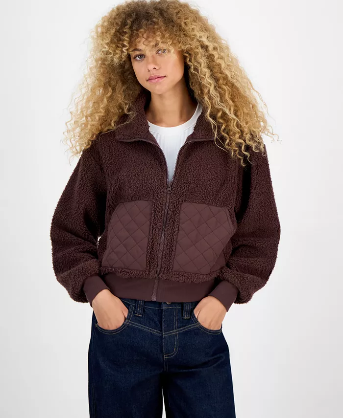 Juniors' Full-Zip Teddy Fleece Jacket