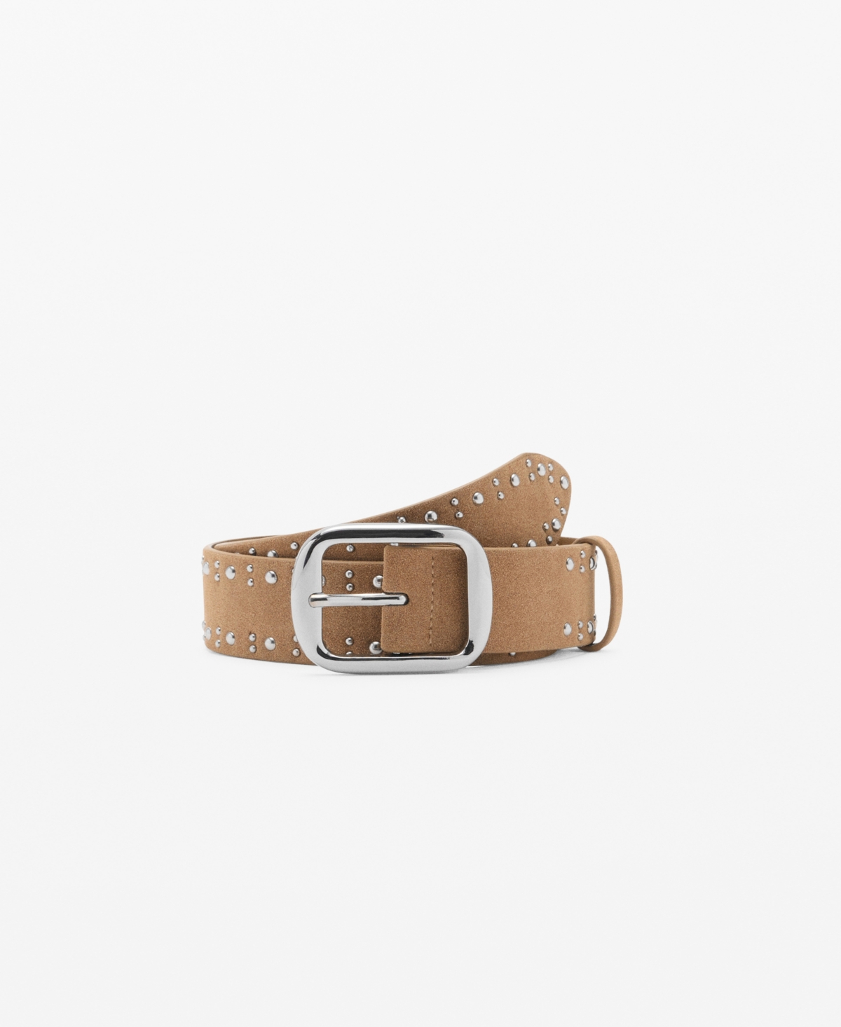 Mango Women's Studs Suede Belt In Sand