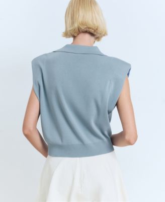 Women's Fine Knit Shoulder Pad Sweater Vest