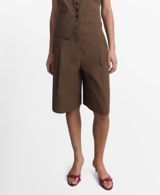 MANGO - Women's Cotton Suit Bermuda Shorts