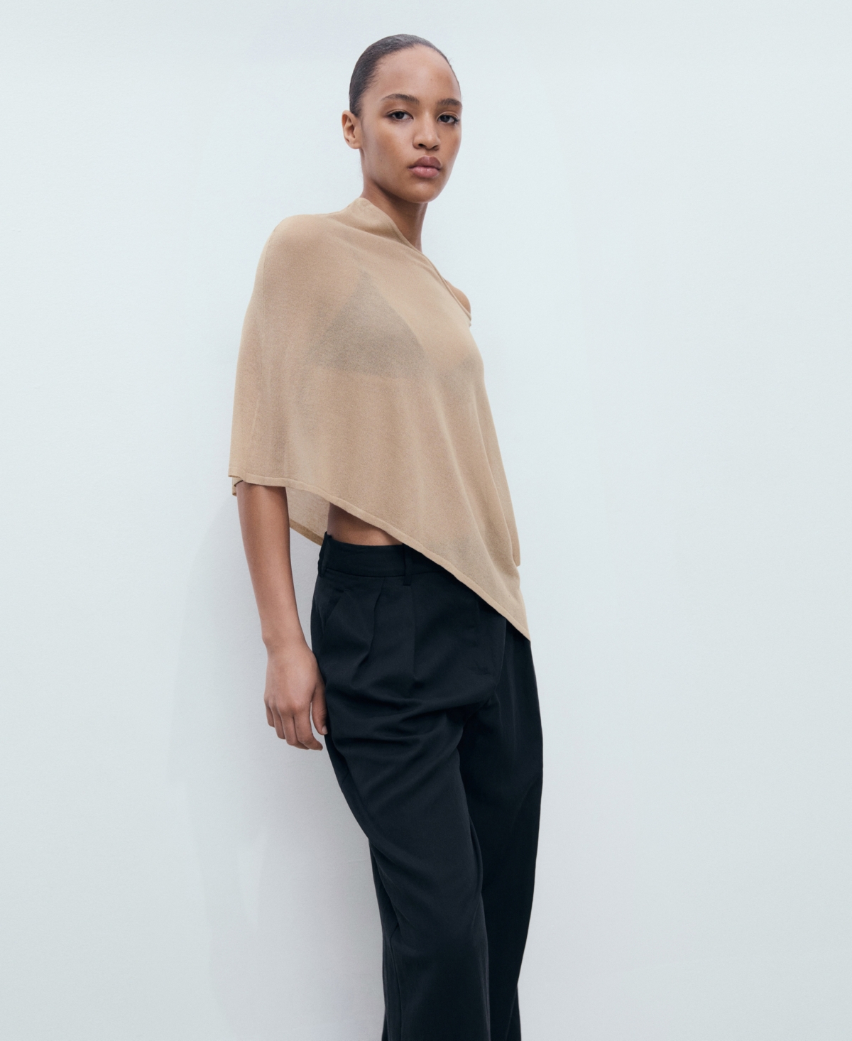 Mango Women's Asymmetrical Knit Cape