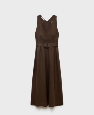 Women's Belt Linen Dress