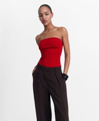 MANGO - Women's Strapless Fitted Top