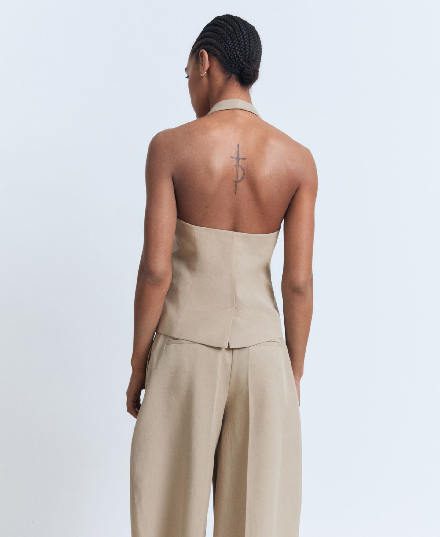 Женский жилет Mango Linen Suit Vest, цвет: Средний коричневый — фото 2