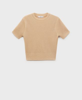 MANGO - Women's Short-Sleeved Crop Sweater