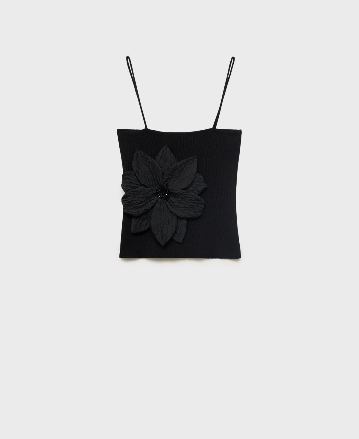 Mango Flowa Rib Camisole In Black