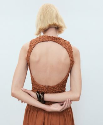 Women's Combined Open-Back Textured Dress