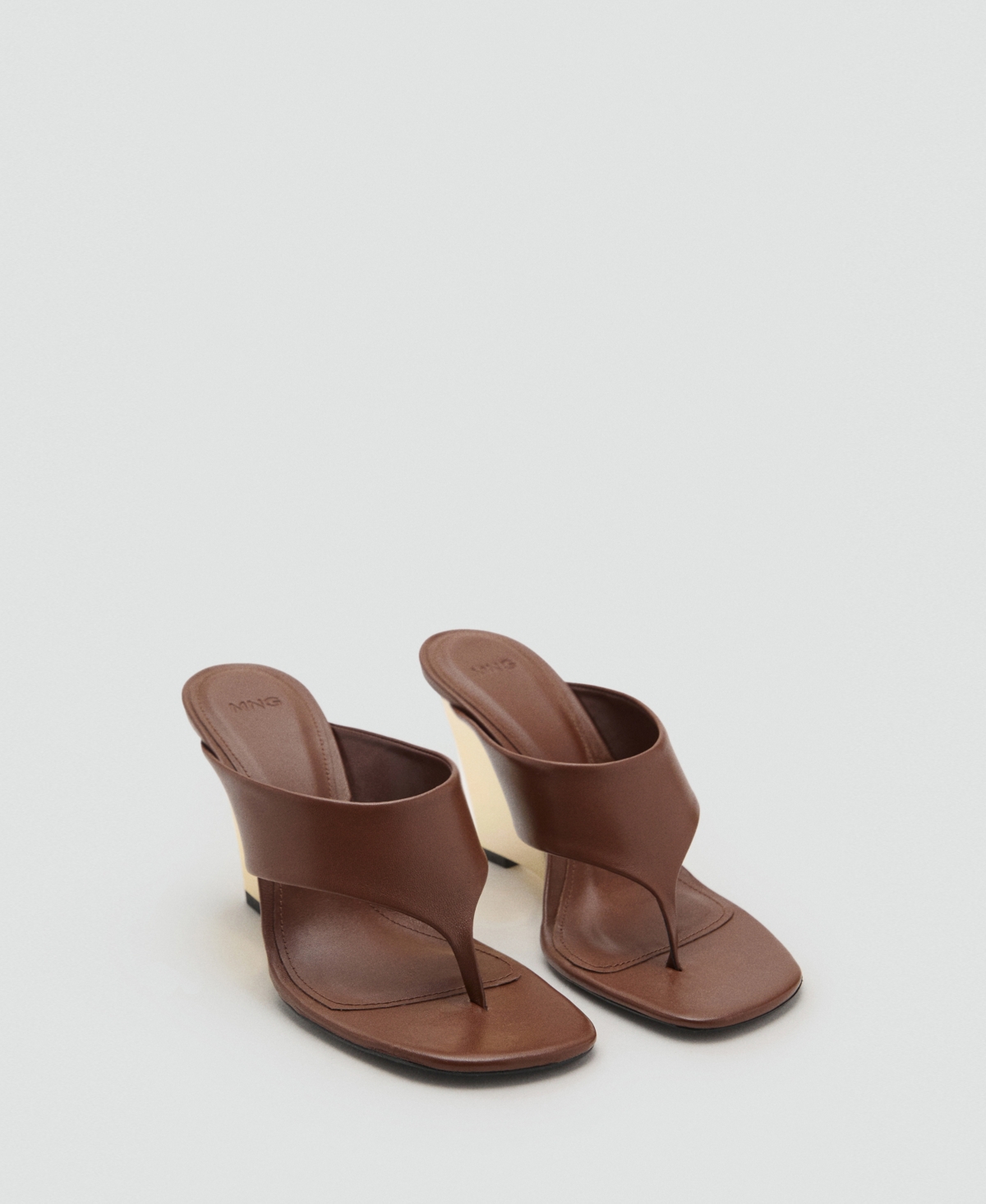 Women's Wedge Leather Sandals - Chocolate