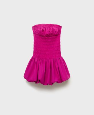 Women's Short Balloon-Effect Gathered Dress