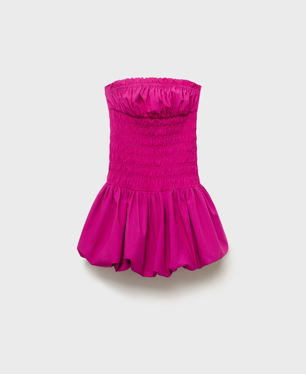 Mango Strapless Bubble Hem Minidress In Metallic