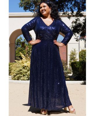 Women's Long Sleeve Sequin Formal Dress