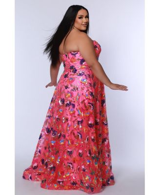 Women's Strapless Sweetheart Neckline Plus Size A-Line Evening Gown