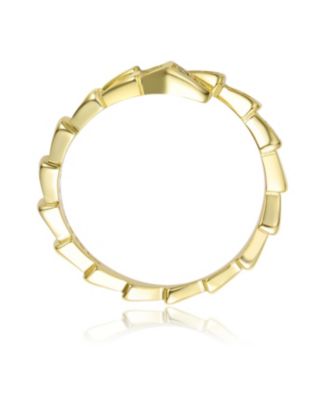 14K Gold Plated with Clear Cubic Zirconia Modern Bypass Ring