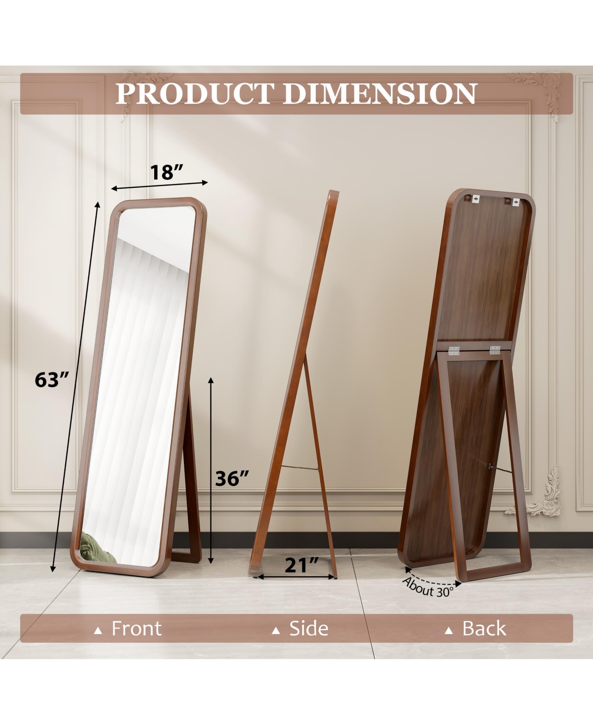 Vlsrka Solid Wood Full Length Mirror