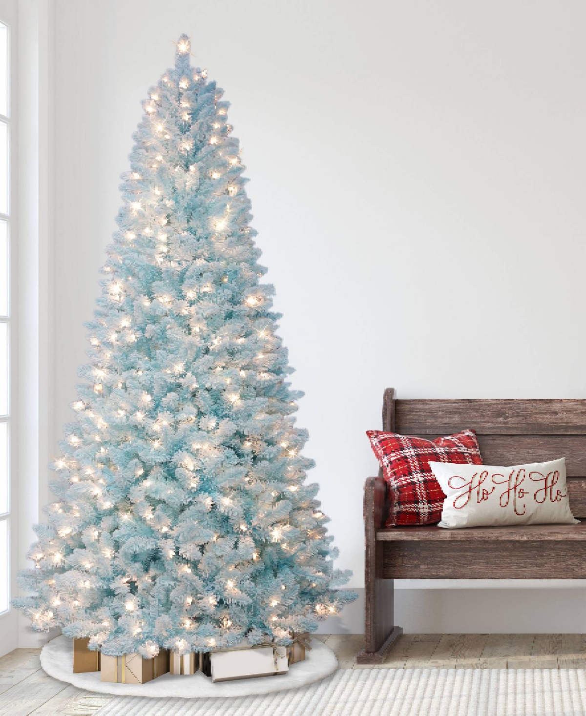 Puleo 7.5 Ft. Pre-lit Stratford Pine Artificial Christmas Tree In Blue