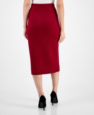 Women's Pull-On Cable-Stitch Midi Skirt 
