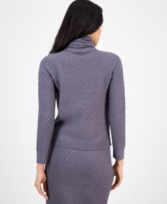 Women's Cable-Knit Long-Sleeve Scarf Sweater 