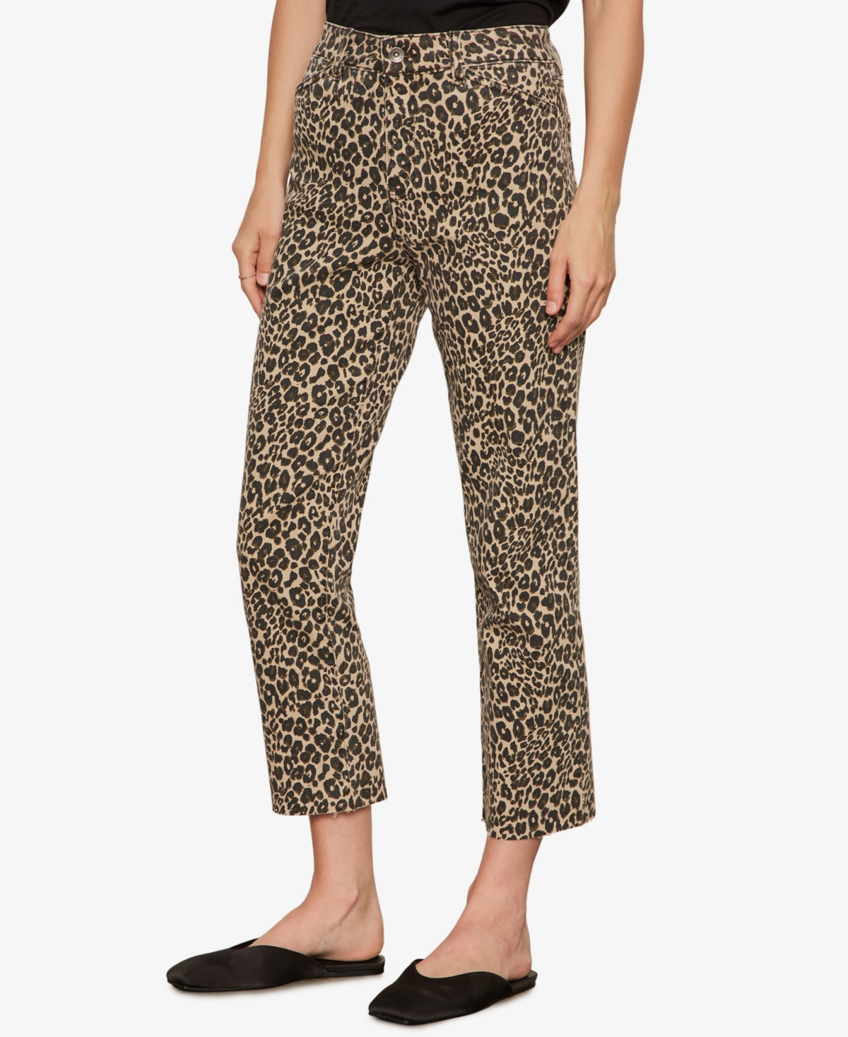 Sanctuary Cadence '90s Raw Hem Crop Straight Leg Jeans In Animal Print