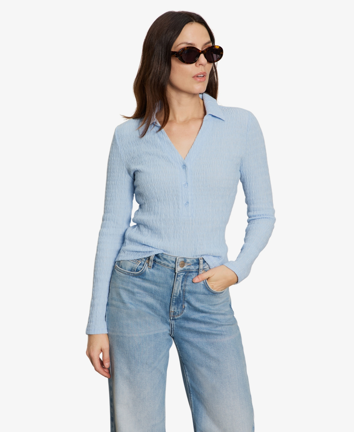 Sanctuary Women's Long Sleeve Textured Top In Blue
