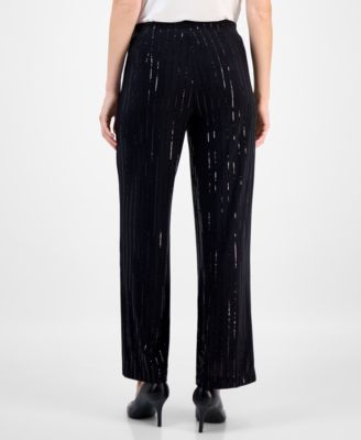 Women's Shine Metallic-Stripe Wide-Leg Pants