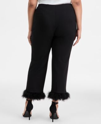 Plus Size Hollywood-Waist Feather-Cuff Pants