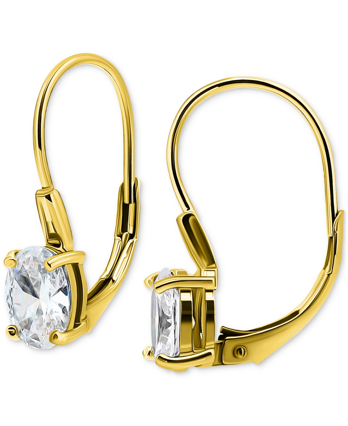 Giani Bernini Cubic Zirconia Oval Leverback Drop Earrings In 18k Gold-plated Sterling Silver, Macy's Exclusive In Gold