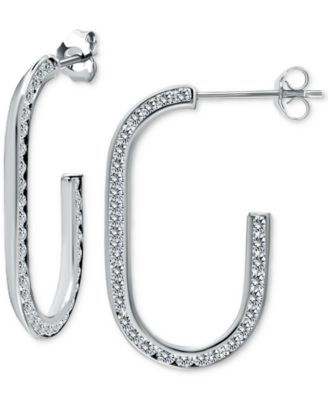 Giani Bernini - Cubic Zirconia Channel-Set Oval Hoop Earrings in Sterling Silver