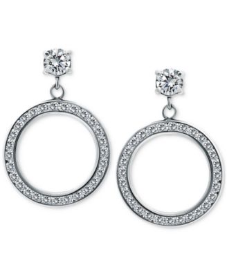 Cubic Zirconia Doorknocker Drop Earrings in Sterling Silver, Exclusively at Macy's