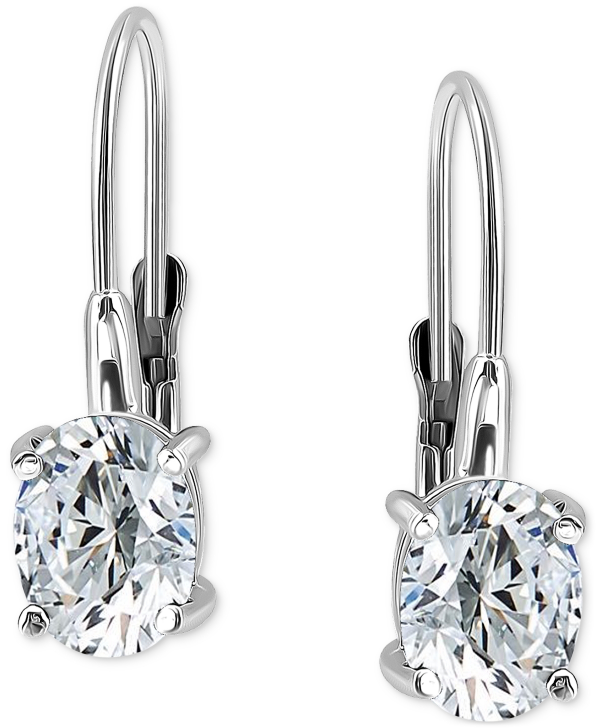 Giani Bernini Oval Cubic Zirconia Leverback Earrings In Sterling Silver, Macy's Exclusive In Silver