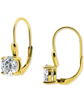 Giani Bernini - Round Cubic Zirconia Leverback Earrings in Gold Vermeil Over Sterling Silver,