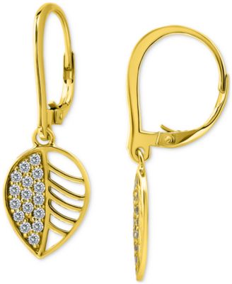 Giani Bernini - Cubic Zirconia Leaf Drop Earrings in 18k Gold-Plated Sterling Silver