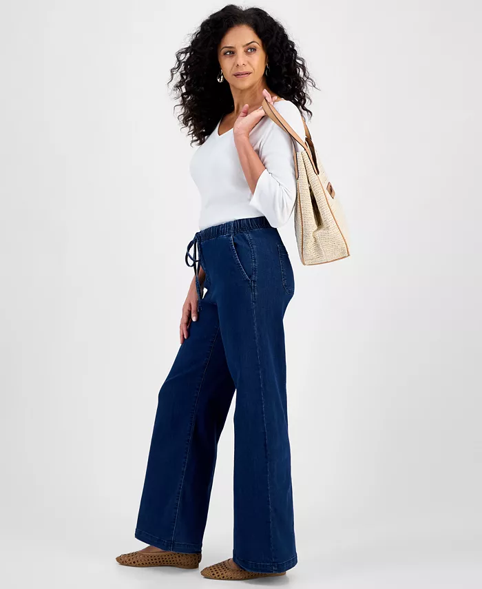 Women's Wide-Leg Pull-On Jeans - thumbnail 3