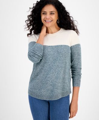 Petite Colorblock Cotton Sweater, Macy's Exclusive