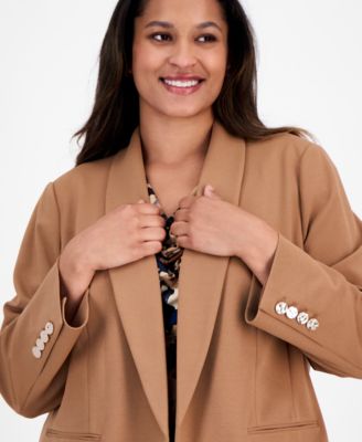 Plus Size Shawl-Collar Open-Front Blazer