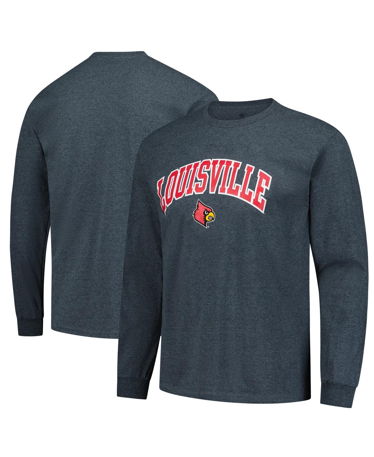 Men's Heather Charcoal Louisville Cardinals Logo Long Sleeve T-Shirt - Heather Charcoal