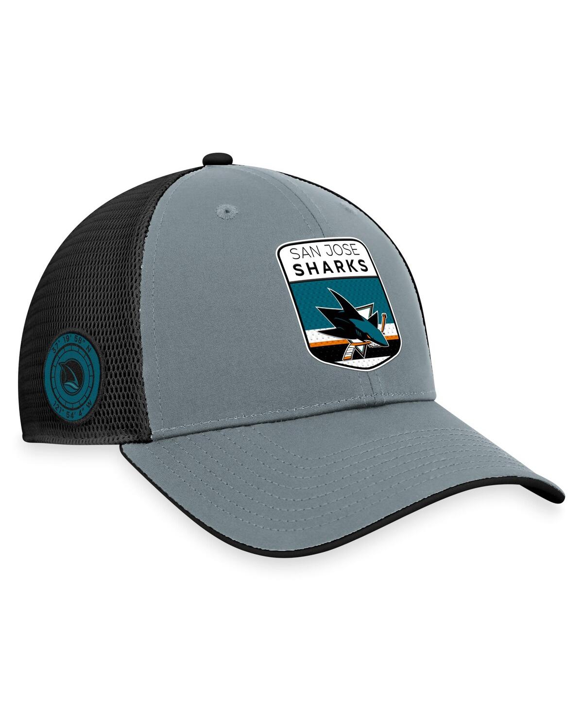 Men's Gray/Black San Jose Sharks Authentic Pro Home Ice Trucker Adjustable Hat - Gray, Black