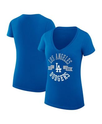 G-III 4Her by Carl Banks - Women's Royal Los Angeles Dodgers City Graphic V-Neck Fitted T-Shirt