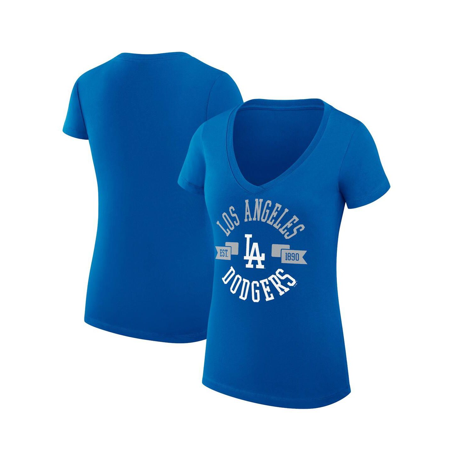Женская футболка G-III 4Her by Carl Banks Royal Los Angeles Dodgers City Graphic V-Neck Fitted — фото 1