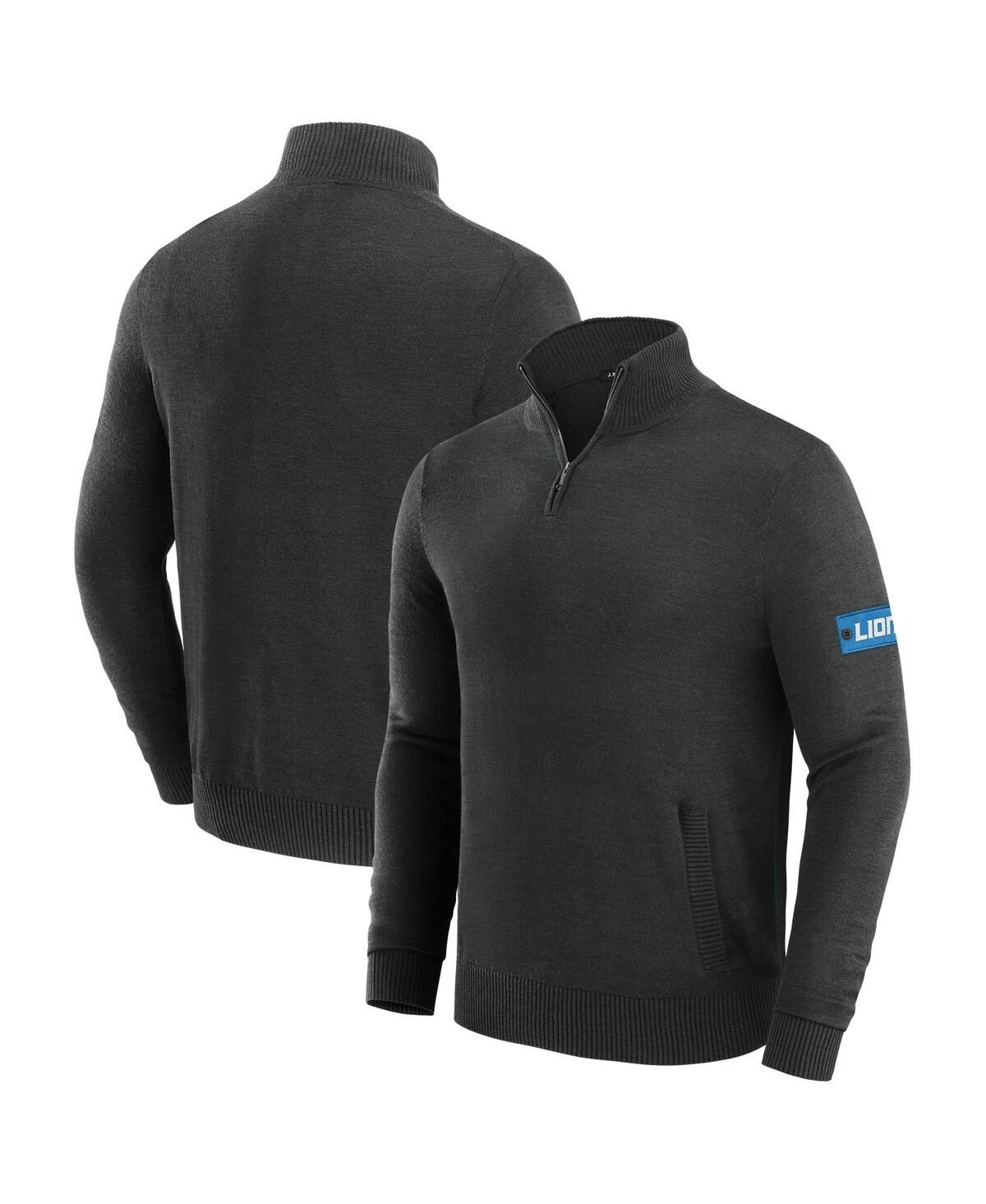 Men's Black Detroit Lions Franchise Quarter-Zip Sweater - Black