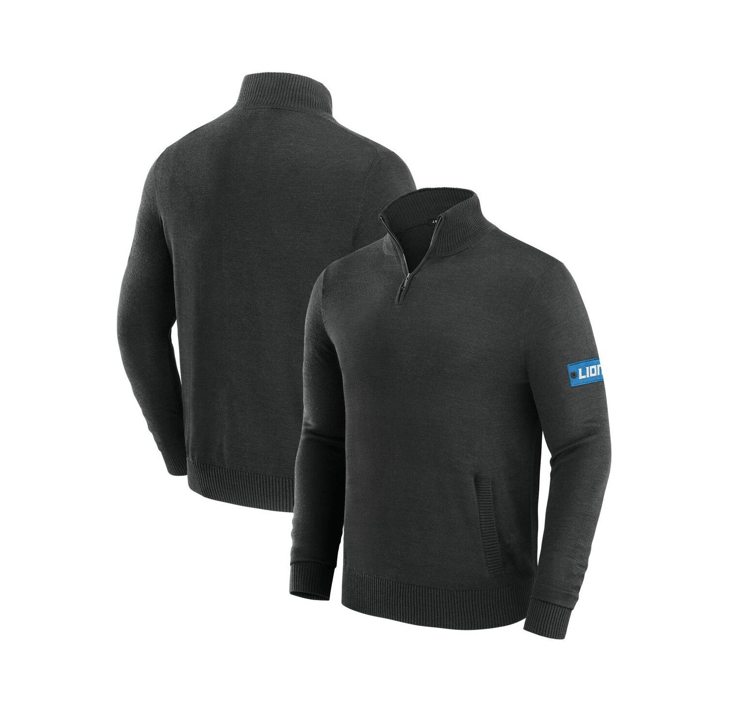 Men's Black Detroit Lions Franchise Quarter-Zip Sweater