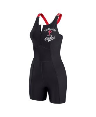 Women's Black Philadelphia Phillies Bodycon Quarter-Zip Romper