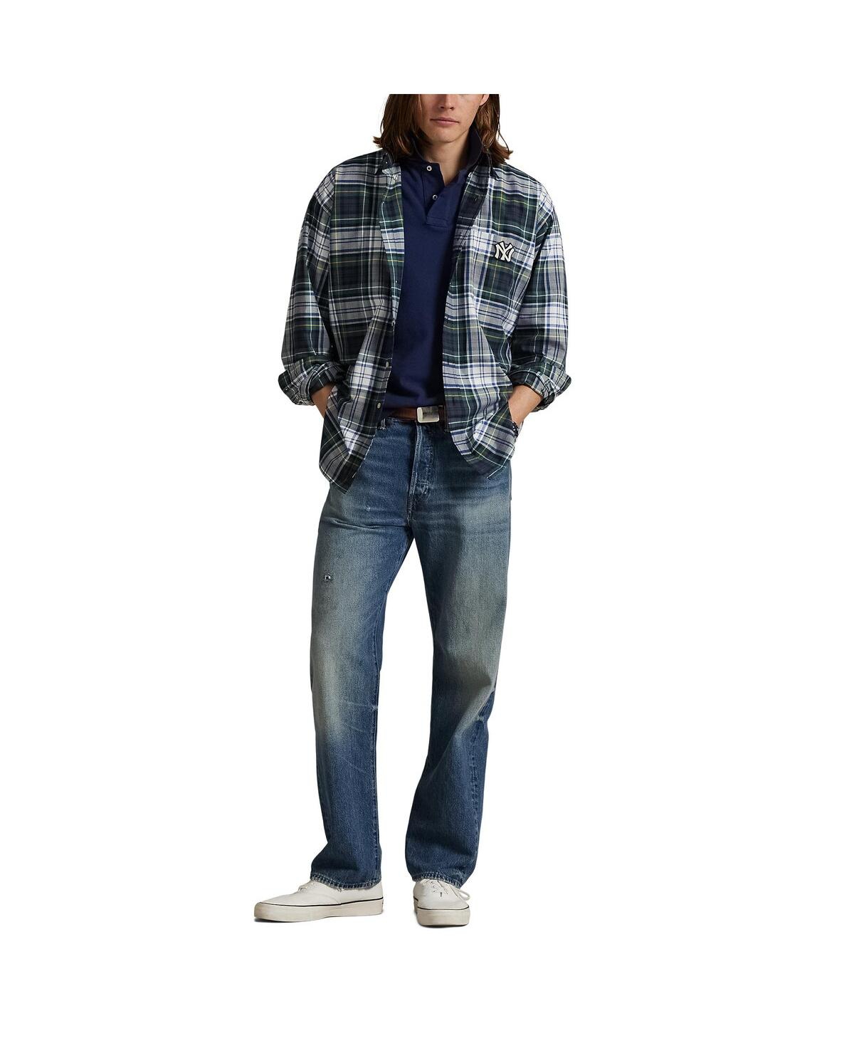 Polo Ralph Lauren Navy Yankees Flannel Oxford Shirt In Multi
