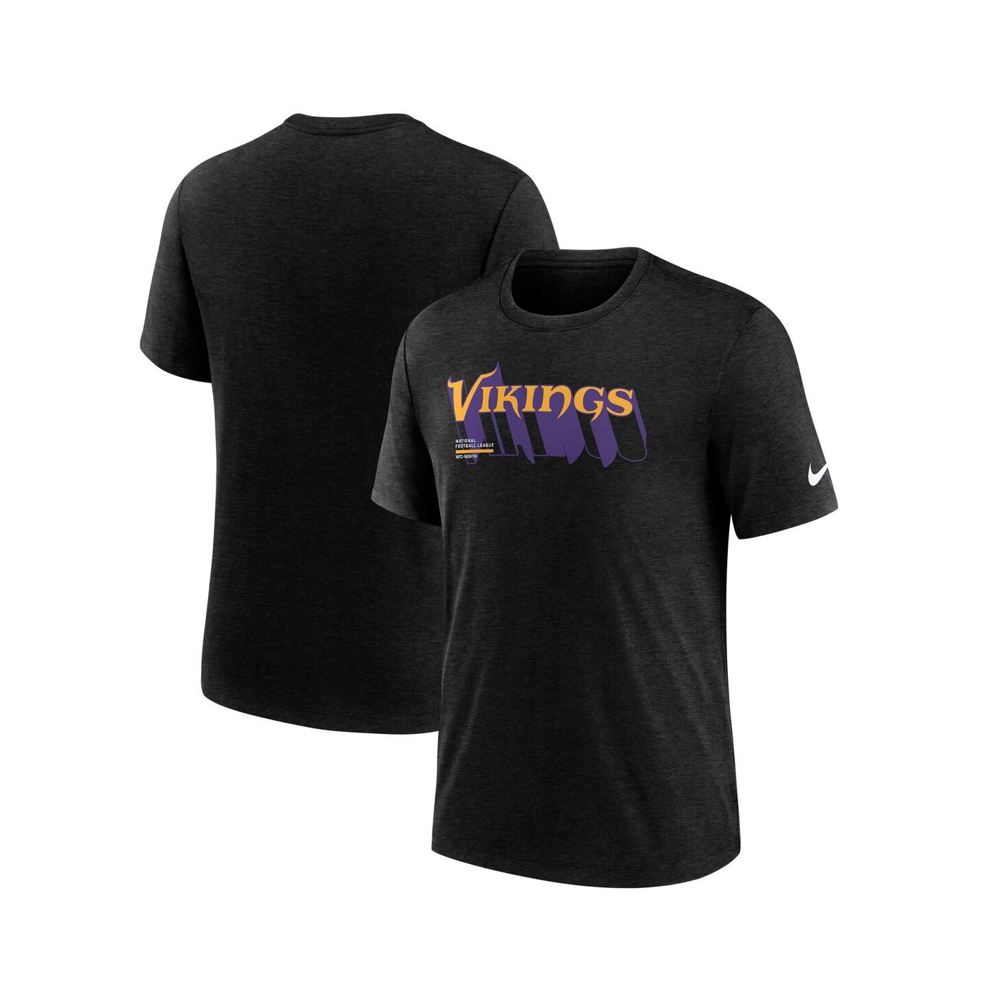 Мужская футболка Nike Heather Black Minnesota Vikings Long Pass Tri-Blend — фото 1