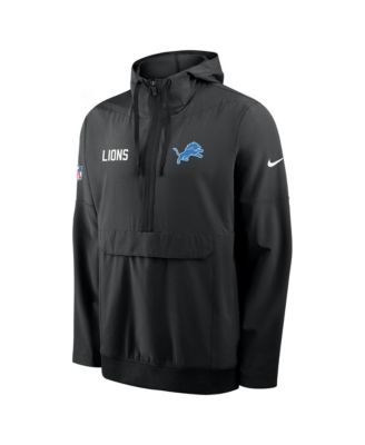 Men's Black Detroit Lions Sideline Alt Pack Anorak Half-Zip Hoodie Jacket