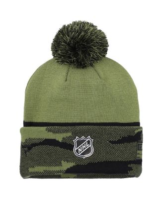 Men's Olive Winnipeg Jets Military Appreciation Cuffed Knit with Pom Hat