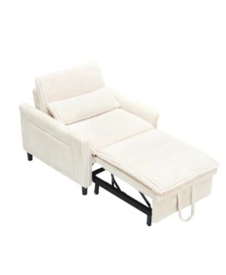 Beige Small Space Sofa Bed with Pillow